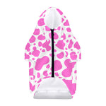 Pink And White Cow Print Dog Zip Up Hoodie