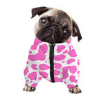Pink And White Cow Print Dog Zip Up Jacket