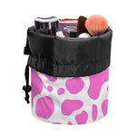 Pink And White Cow Print Drawstring Makeup Bag