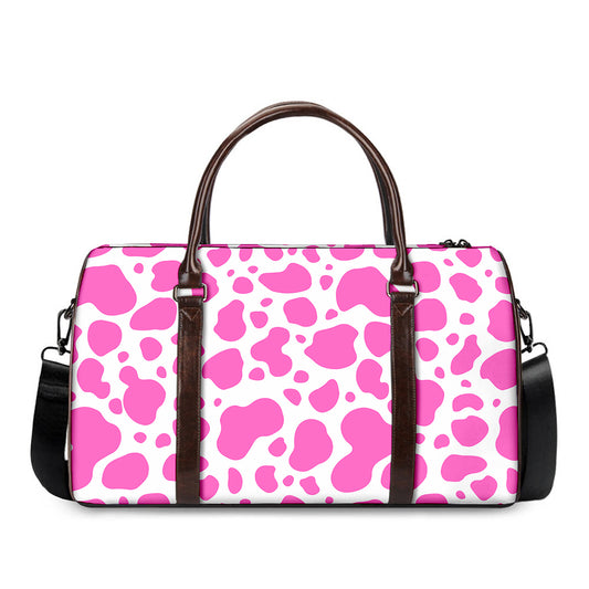 Pink And White Cow Print Duffle Bag