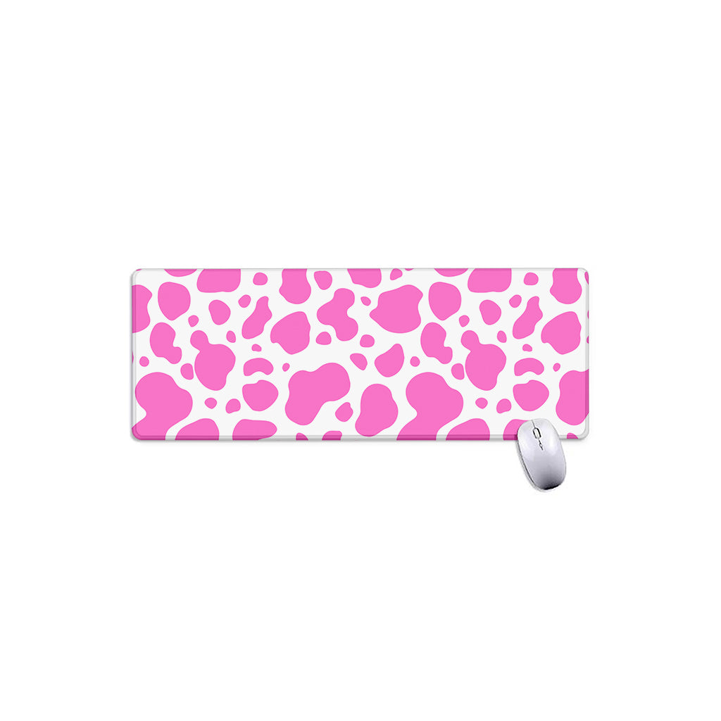 Pink And White Cow Print Extended Mouse Pad