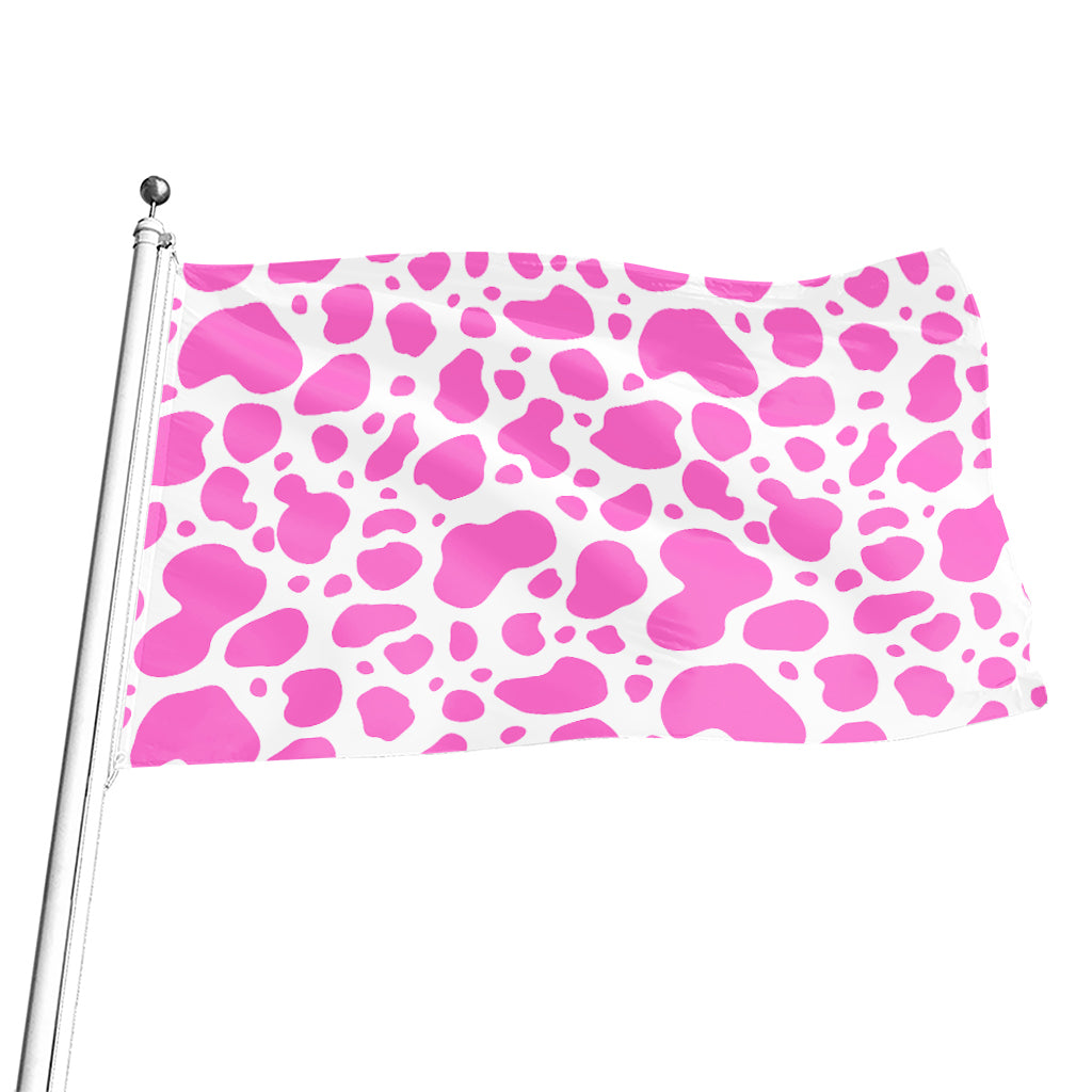 Pink And White Cow Print Flag