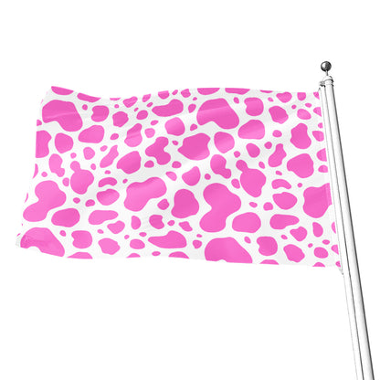 Pink And White Cow Print Flag