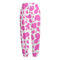 Pink And White Cow Print Fleece Lined Knit Pants