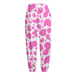 Pink And White Cow Print Fleece Lined Knit Pants
