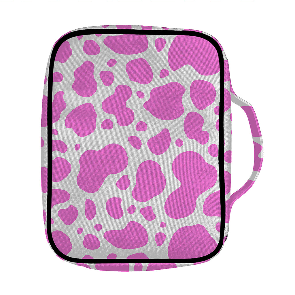Pink And White Cow Print Front Pocket Bible Bag