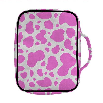 Pink And White Cow Print Front Pocket Bible Bag