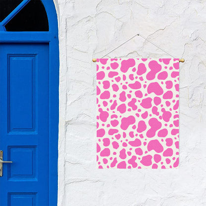 Pink And White Cow Print Garden Flag