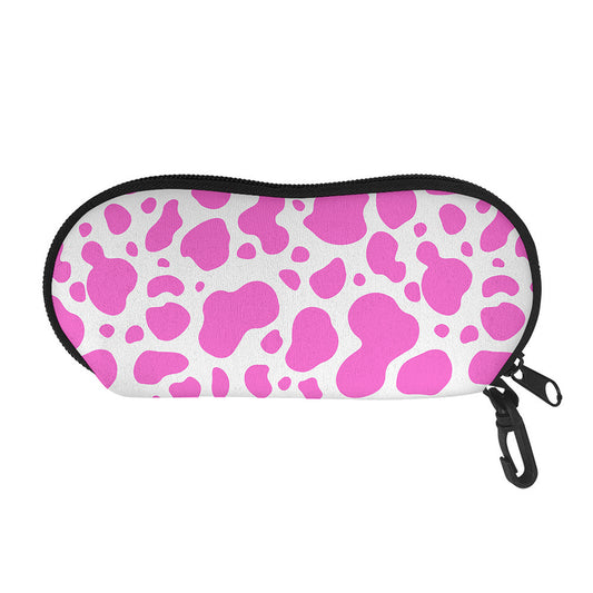 Pink And White Cow Print Glasses Case