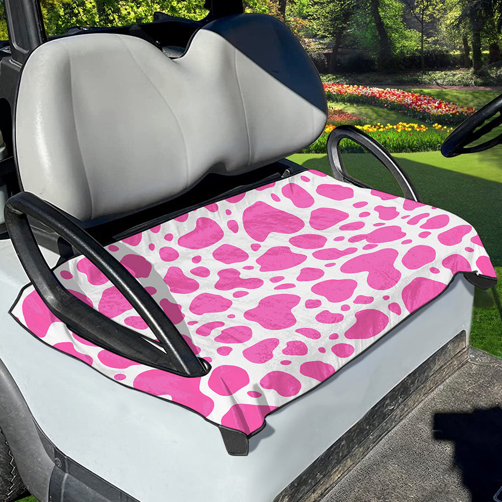 Pink And White Cow Print Golf Cart Seat Cover