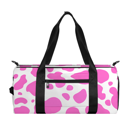 Pink And White Cow Print Gym Bag