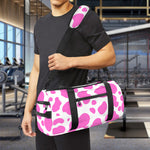 Pink And White Cow Print Gym Bag