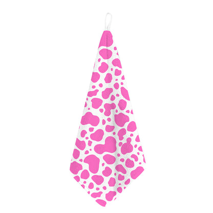 Pink And White Cow Print Hand Towel