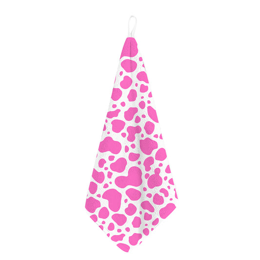 Pink And White Cow Print Hand Towel