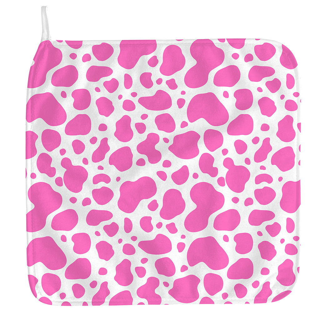 Pink And White Cow Print Hand Towel