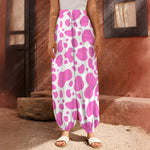 Pink And White Cow Print Harem Pants