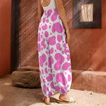 Pink And White Cow Print Harem Pants