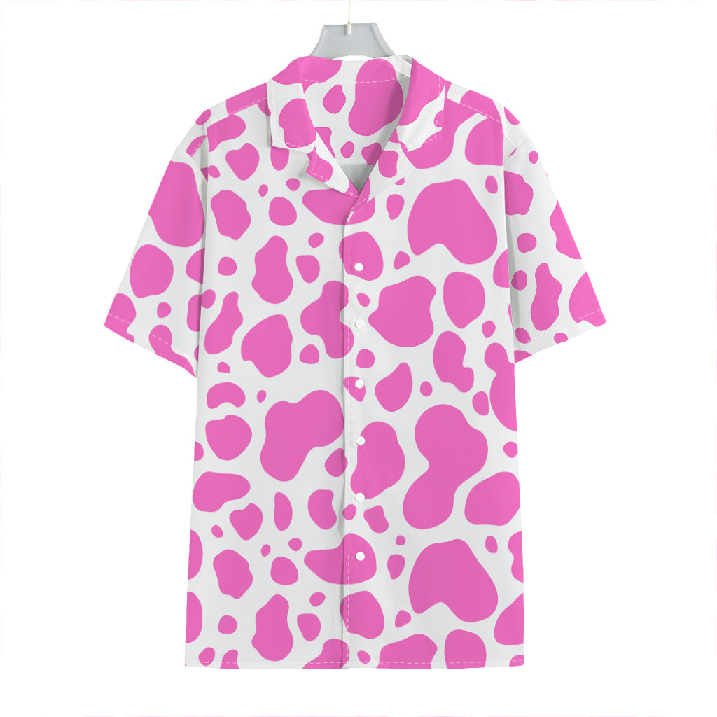Pink And White Cow Print Hawaiian Shirt