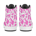 Pink And White Cow Print High Top Leather Sneakers