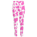 Pink And White Cow Print High-Waisted Pocket Leggings