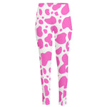 Pink And White Cow Print High-Waisted Pocket Leggings