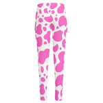 Pink And White Cow Print High-Waisted Pocket Leggings