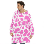 Pink And White Cow Print Hoodie Blanket
