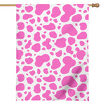 Pink And White Cow Print House Flag