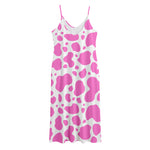 Pink And White Cow Print Jersey Midi Cami Dress