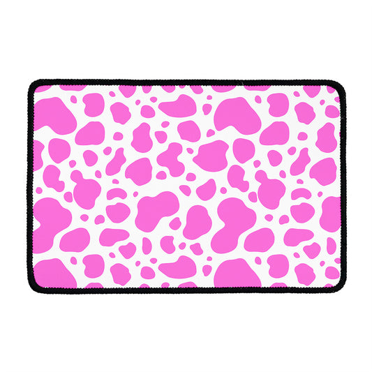 Pink And White Cow Print Kitchen Mat