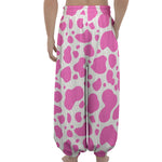 Pink And White Cow Print Lantern Pants