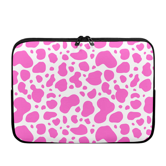 Pink And White Cow Print Laptop Sleeve