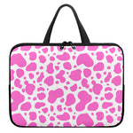 Pink And White Cow Print Laptop Sleeve With Handle
