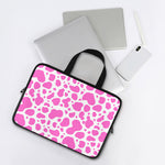 Pink And White Cow Print Laptop Sleeve With Handle