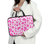 Pink And White Cow Print Laptop Sleeve With Handle