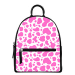 Pink And White Cow Print Leather Backpack
