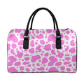 Pink And White Cow Print Leather Duffel Bag