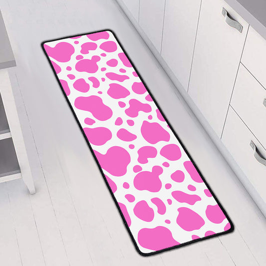 Pink And White Cow Print Long Kitchen Mat
