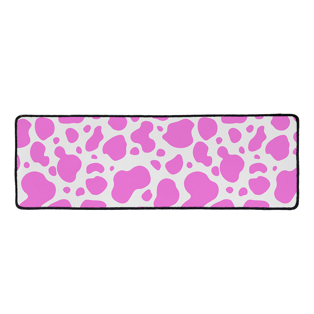 Pink And White Cow Print Long Kitchen Mat