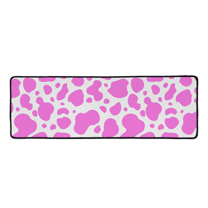 Pink And White Cow Print Long Kitchen Mat