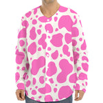 Pink And White Cow Print Long Sleeve Baseball Jersey