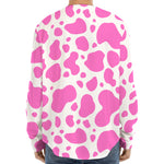 Pink And White Cow Print Long Sleeve Baseball Jersey