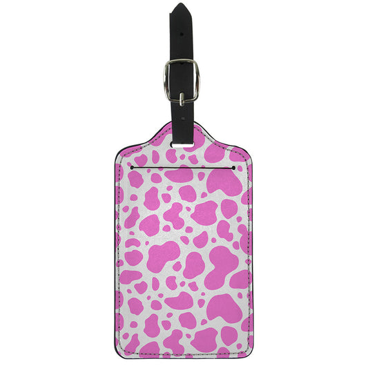 Pink And White Cow Print Luggage Tag