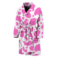Pink And White Cow Print Men's Bathrobe