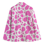 Pink And White Cow Print Men's Blazer