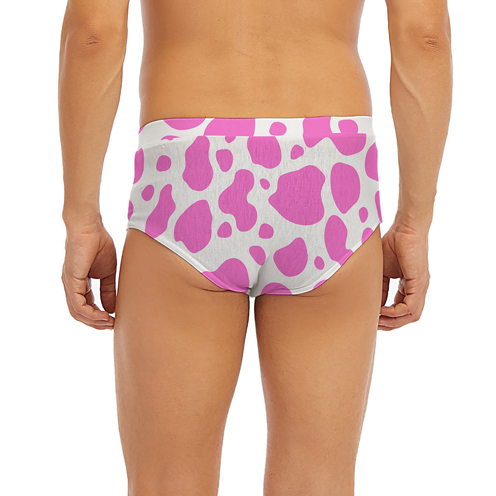 Pink And White Cow Print Men's Briefs