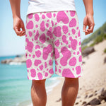 Pink And White Cow Print Men's Cargo Shorts