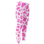 Pink And White Cow Print Men's Compression Pants