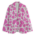 Pink And White Cow Print Men's Cotton Blazer