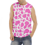 Pink And White Cow Print Men's Fitness Tank Top